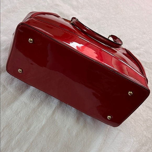 Satchel Purse Elegant Red Patent Leather Handbag Large - Picture 6 of 12